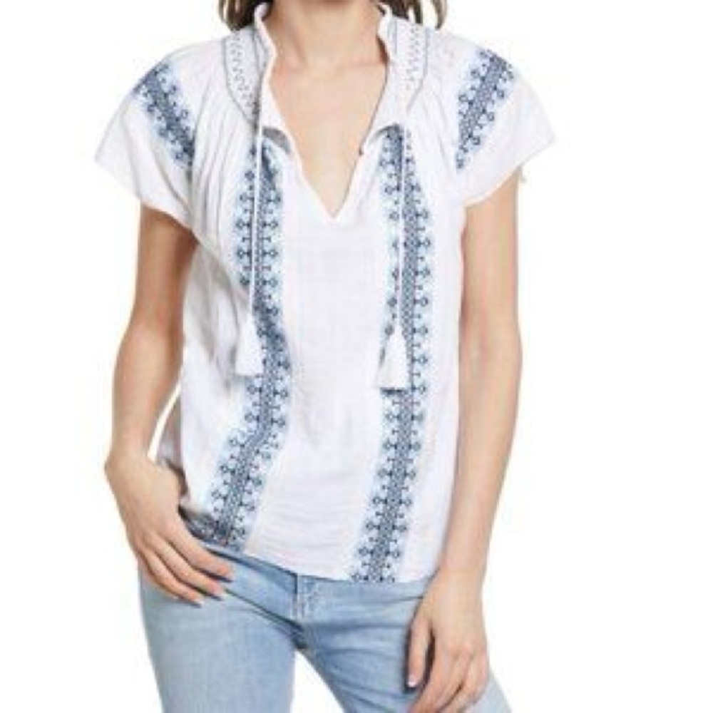 FAHERTY LIANA boho embroidered TOP M - Picture 5 of 10